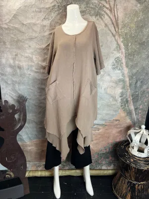 014 French Gauze 2 Pocket Dress-Walnut