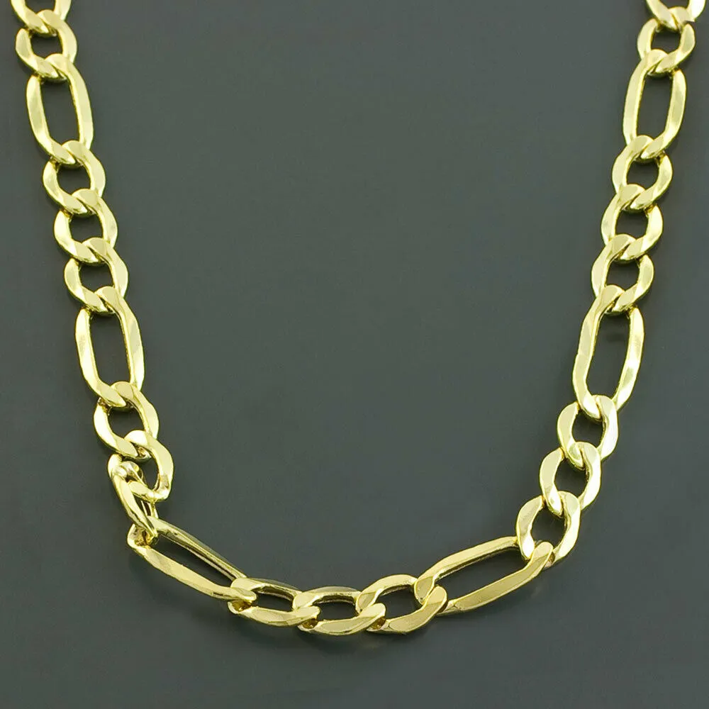 14K Solid Yellow Gold Thick Figaro Chain Necklace