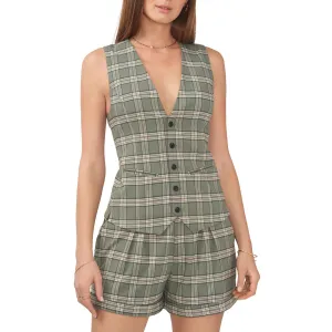 1.State Womens Plus V Neck Plaid Casual Vest