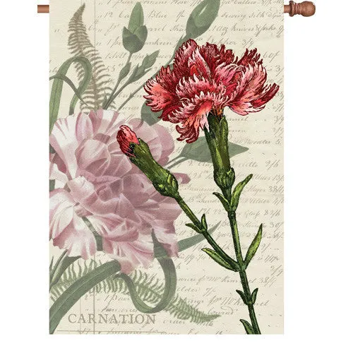 28 in. Vintage House Flag - Carnation Celebration