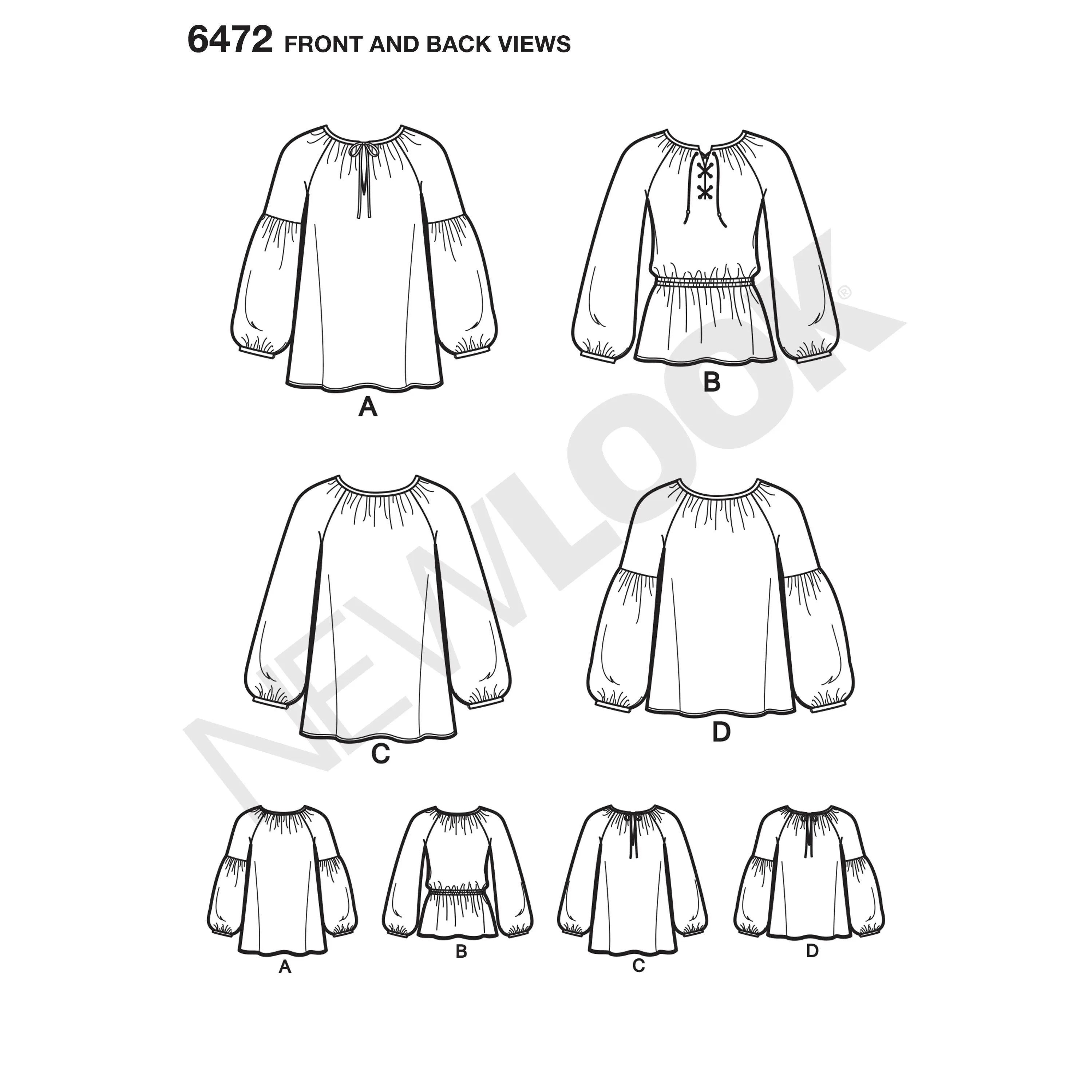 6472 New Look Pattern 6472 Misses' Boho Blouses