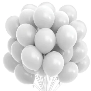 75 White Party Balloons 12 Inch White Balloons With Matching Color Ribbon