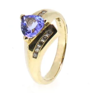 9 Carat Gold Diamond And Tanzanite  Ring