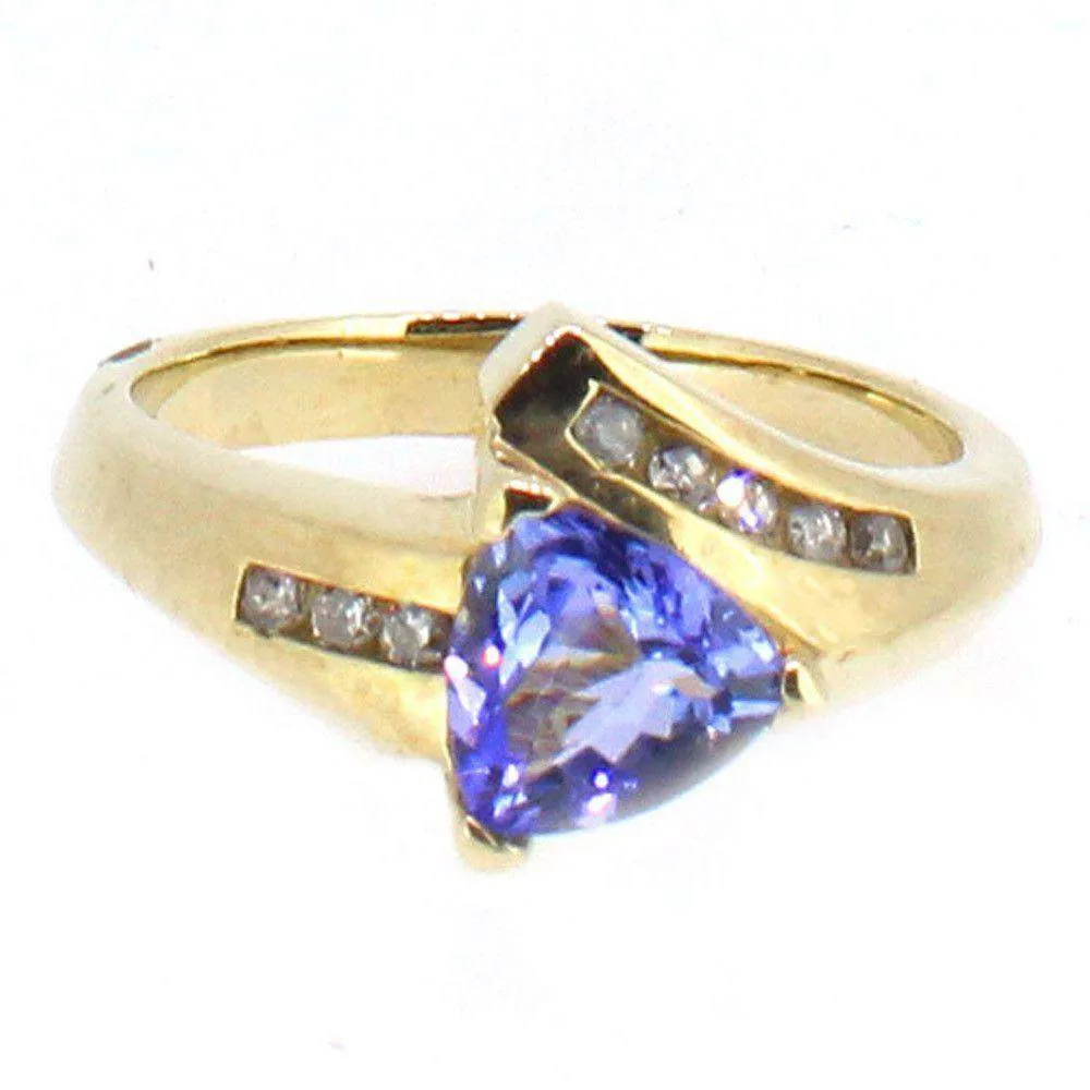 9 Carat Gold Diamond And Tanzanite  Ring