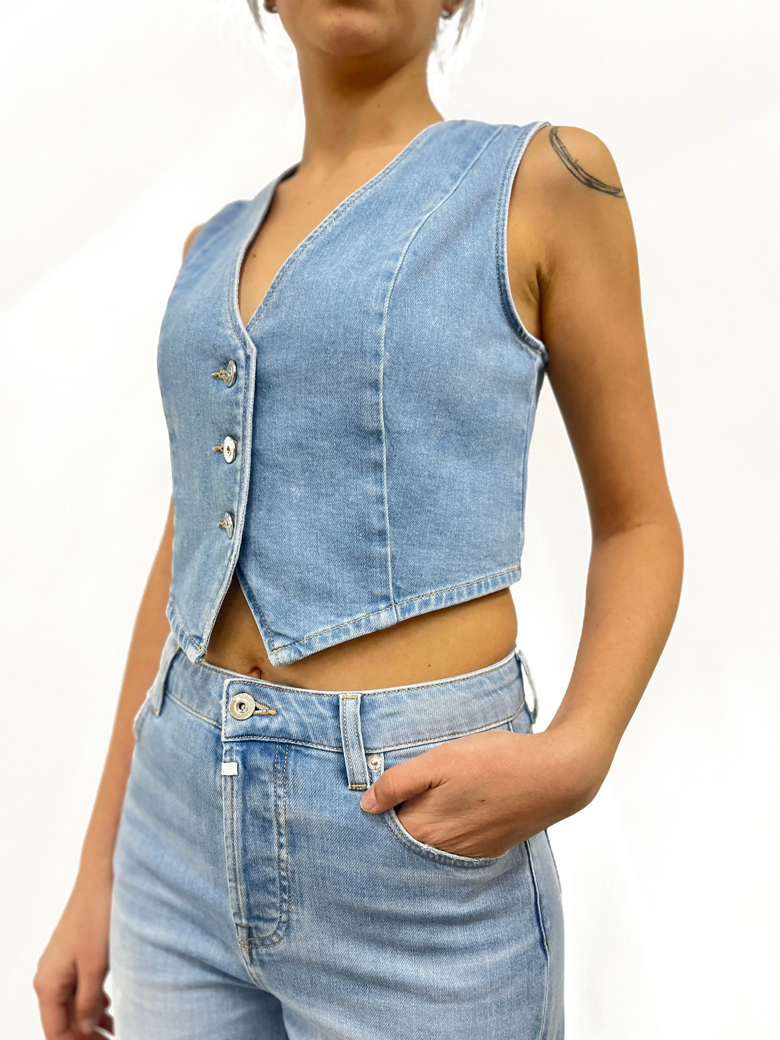 Adriana Denim Vest Light Blue