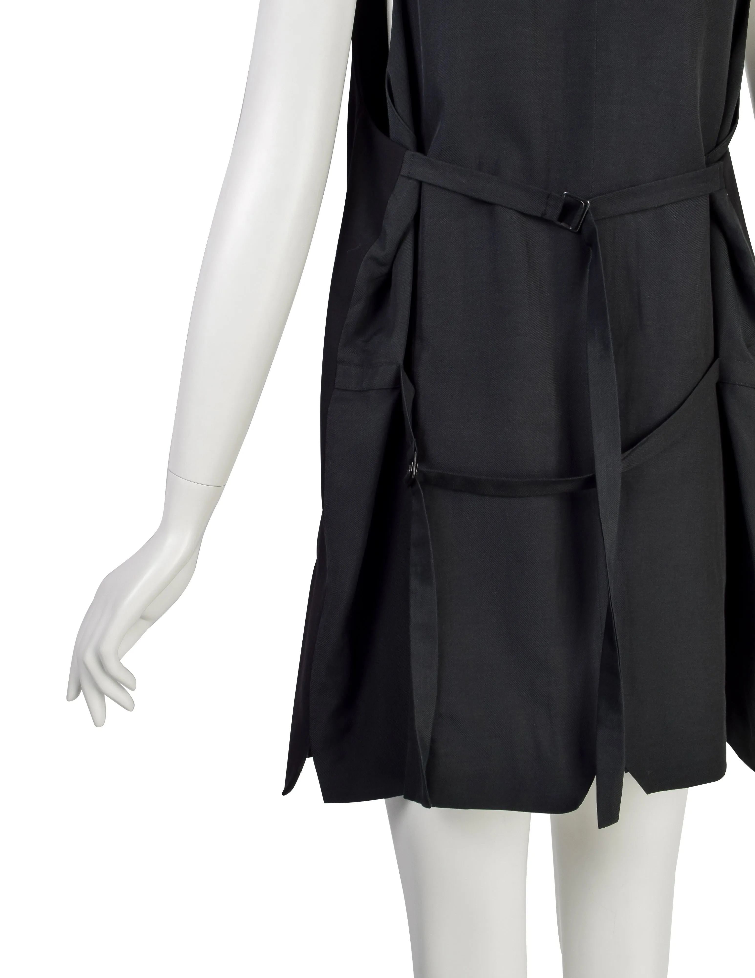 Ann Demeulemeester Vintage Black Long Line Vest Mini Dress