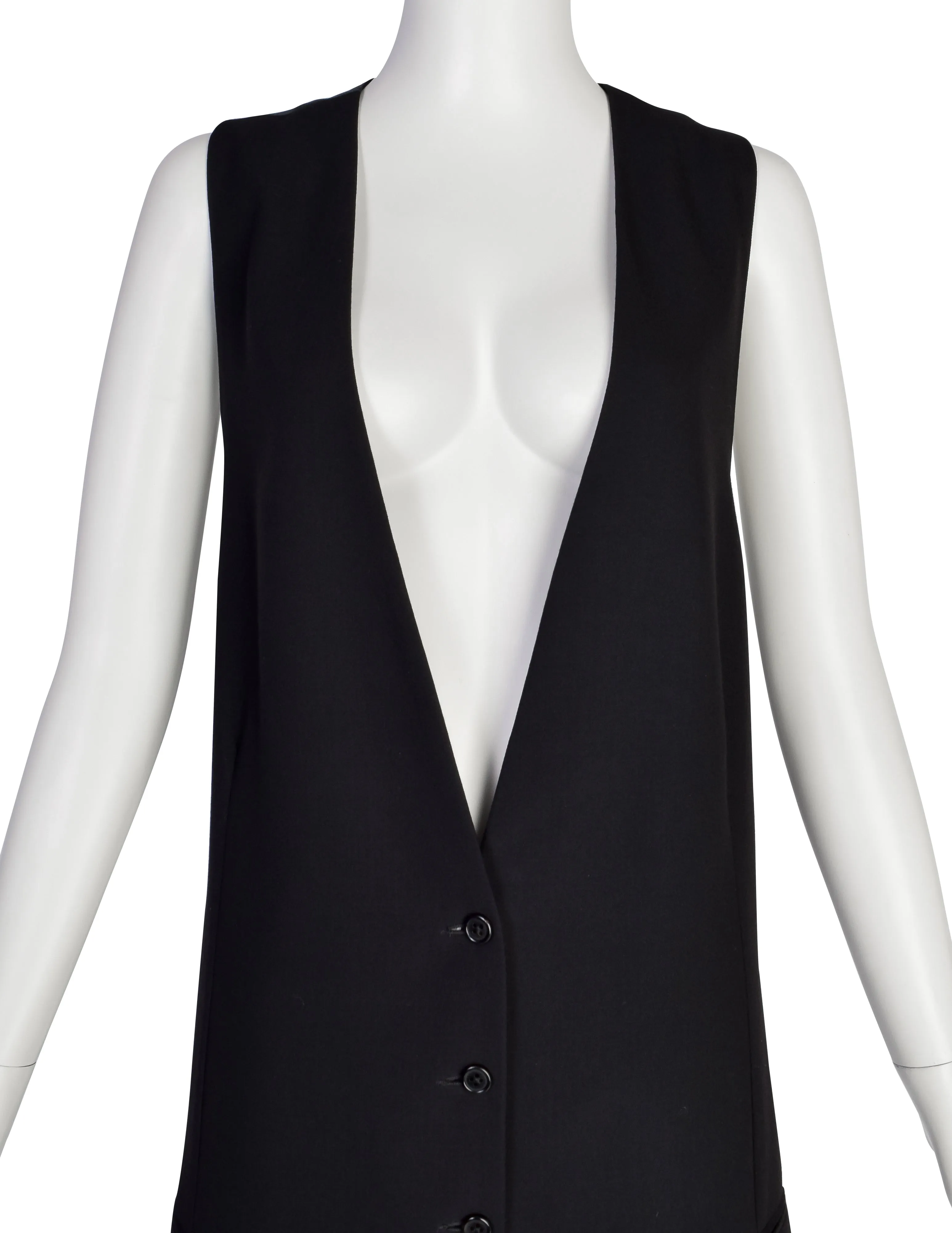 Ann Demeulemeester Vintage Black Long Line Vest Mini Dress