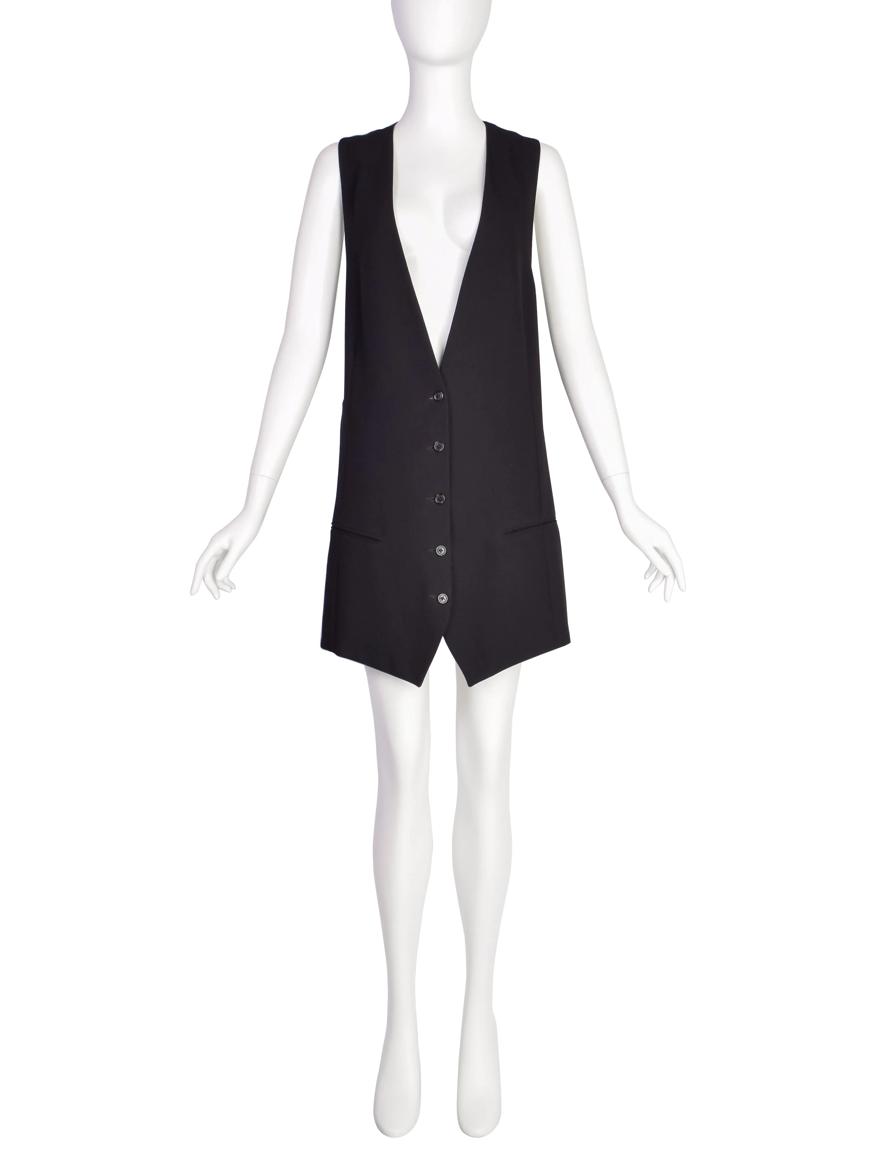 Ann Demeulemeester Vintage Black Long Line Vest Mini Dress