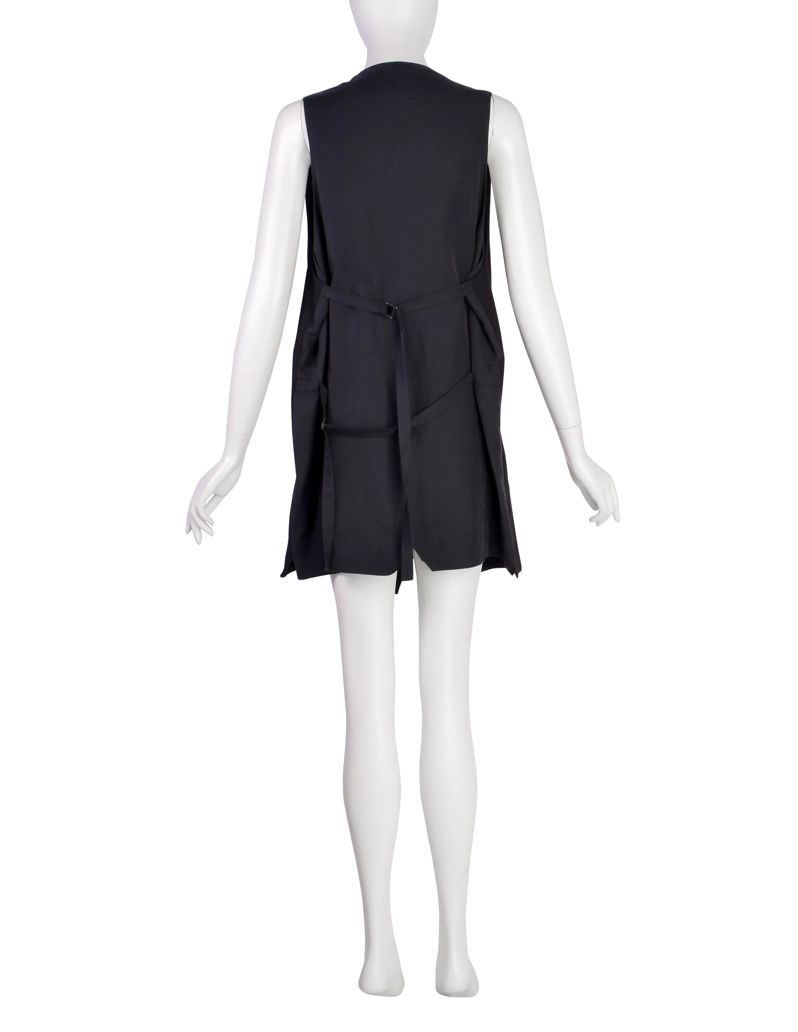 Ann Demeulemeester Vintage Black Long Line Vest Mini Dress