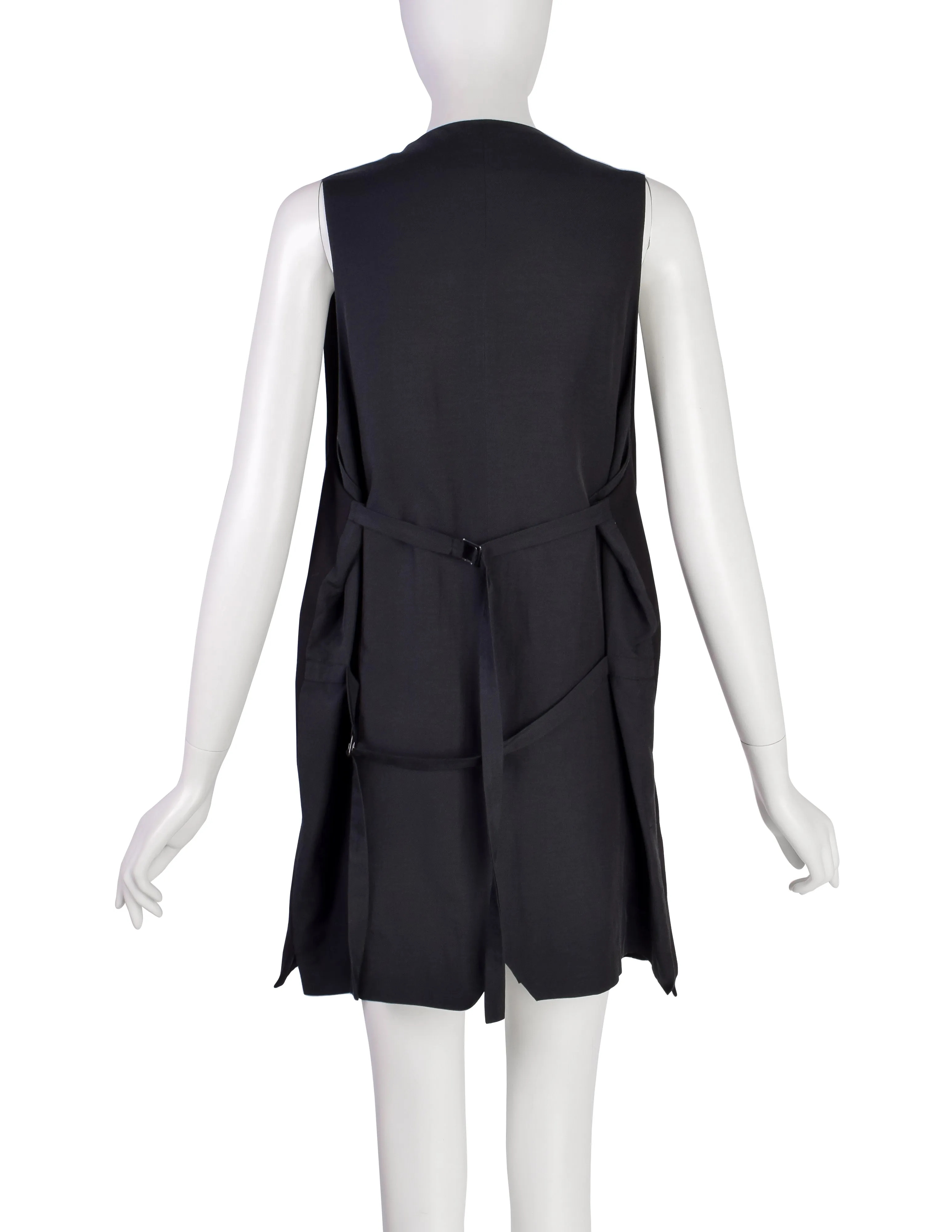 Ann Demeulemeester Vintage Black Long Line Vest Mini Dress