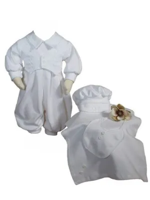 Baby Boys White 4 Pcs Cotton Long Sleeve Romper Hat Blanket Bib Set Preemie 0-3M