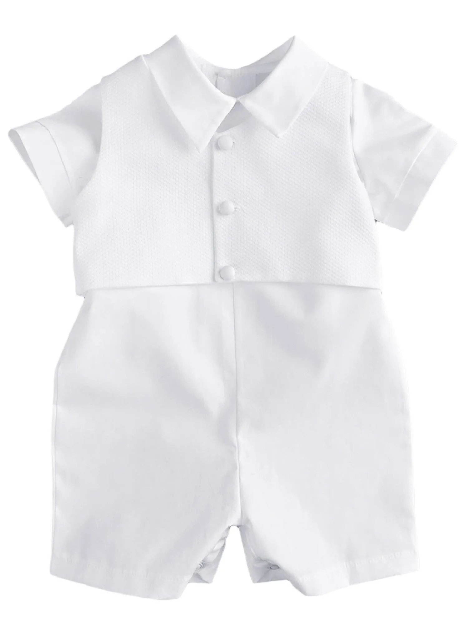 Baby Boys White Romper Vest Hat 3 Pcs Cotton Christening Outfit 3-24M