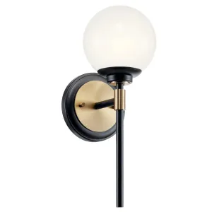 Benno 14" 1-Light Wall Sconce With Opal Glass, Black|Bronze Finish