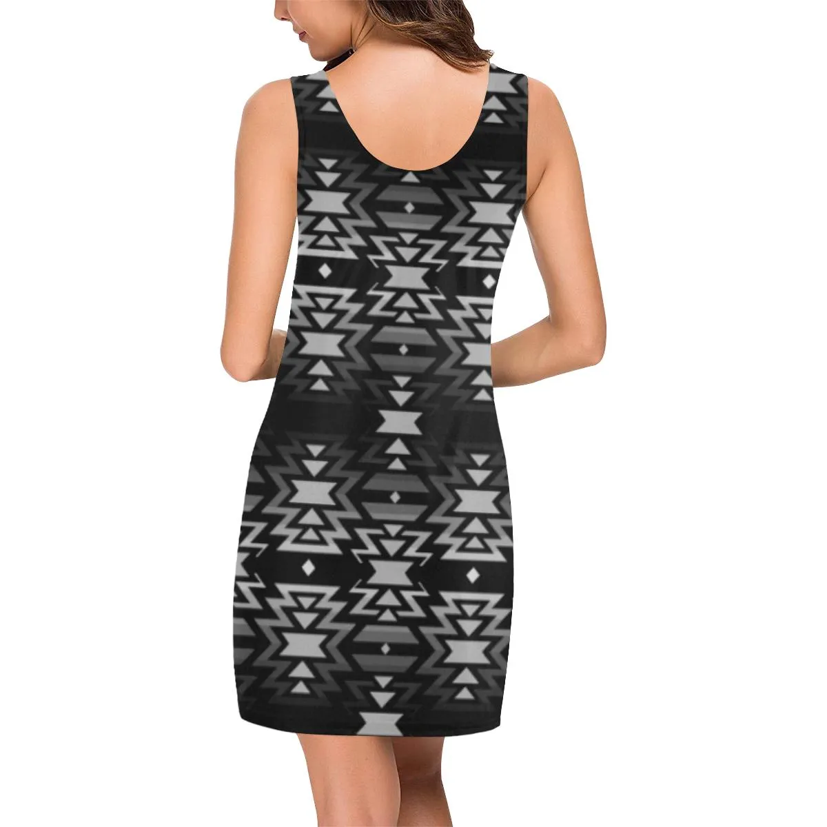 Black Fire Black and Gray IkstsÃ­miwa Vest Dress