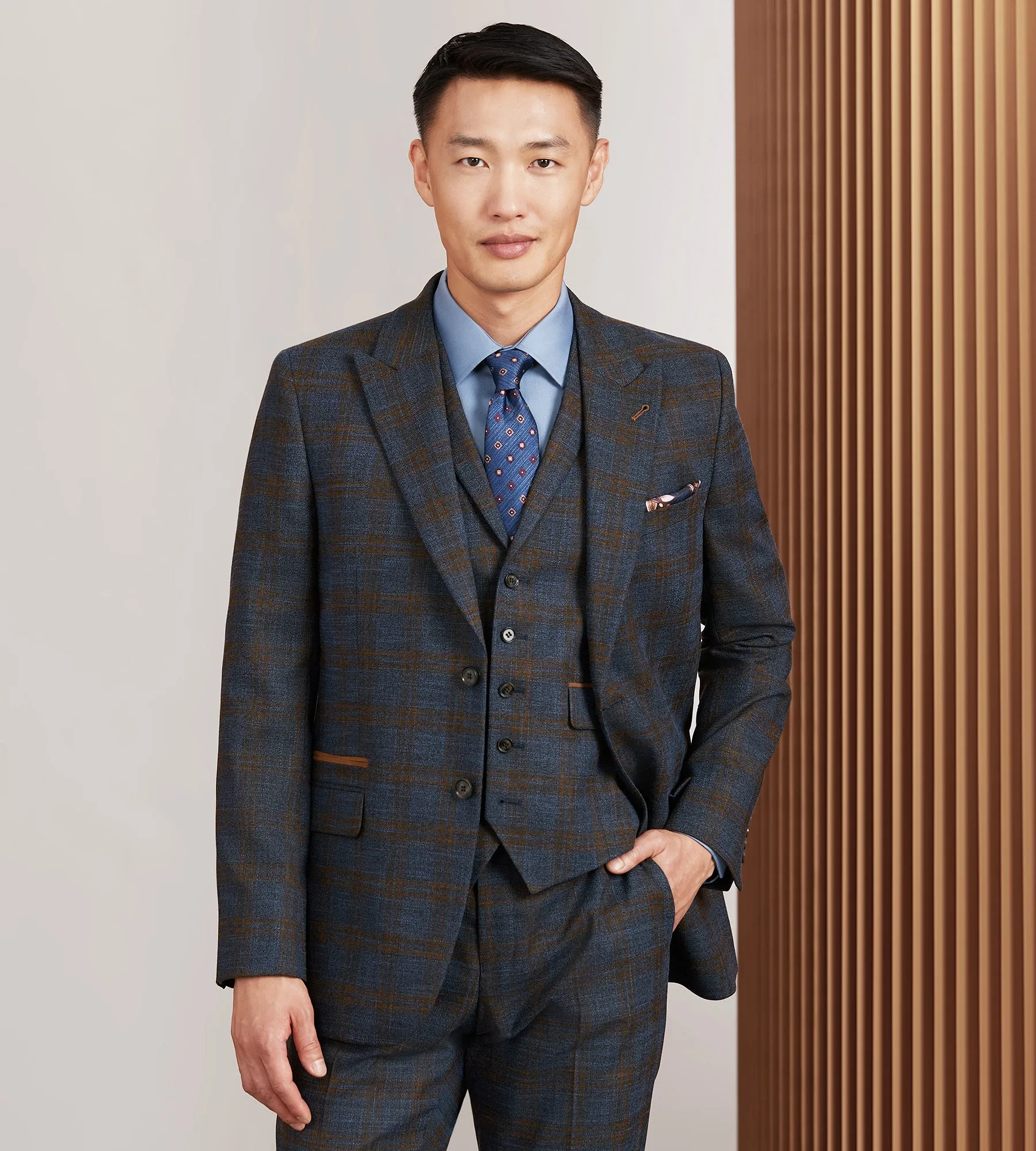 Blue Plaid Suit Vest