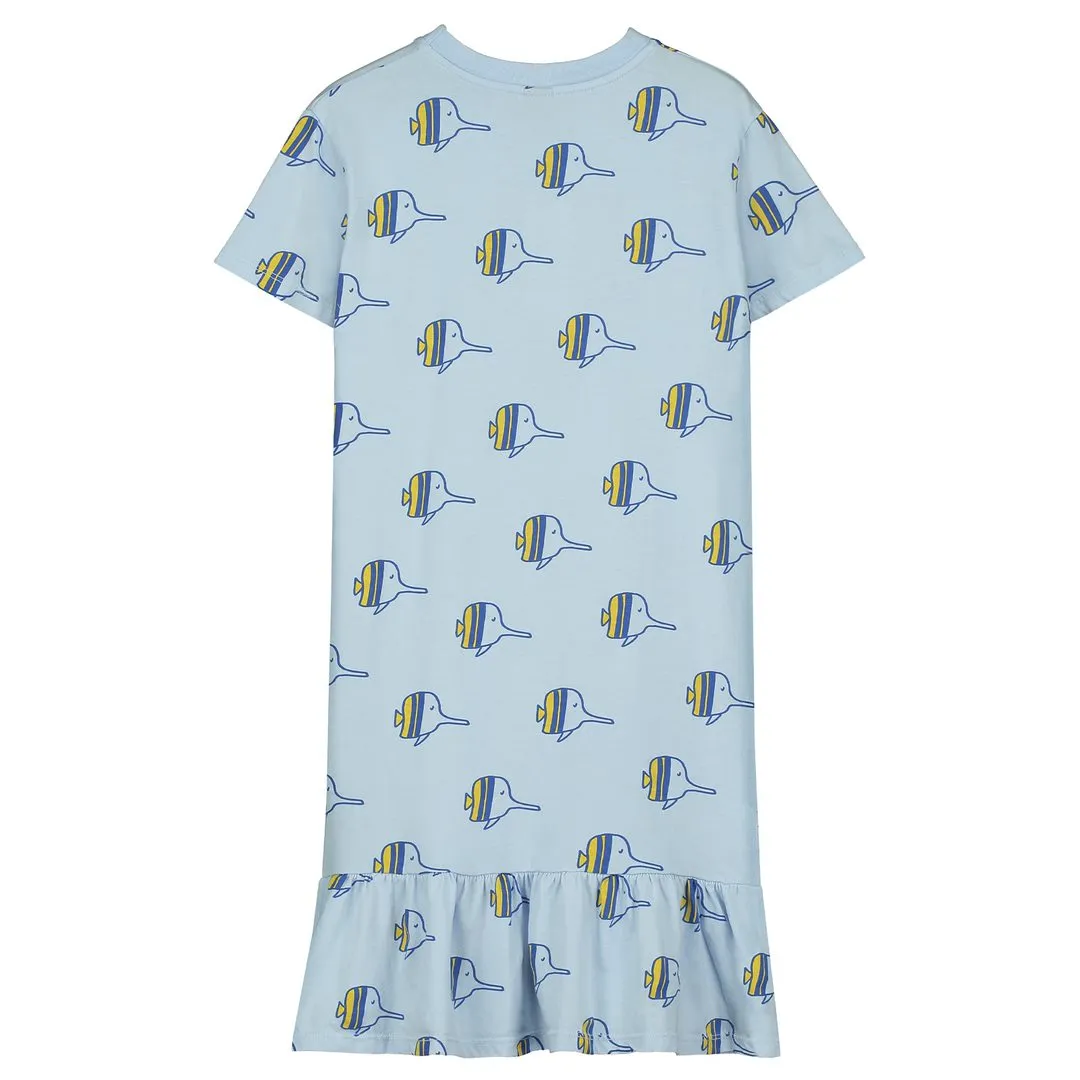 BONMOT LIGHT BLUE ALL OVER FISH DRESS