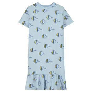 BONMOT LIGHT BLUE ALL OVER FISH DRESS