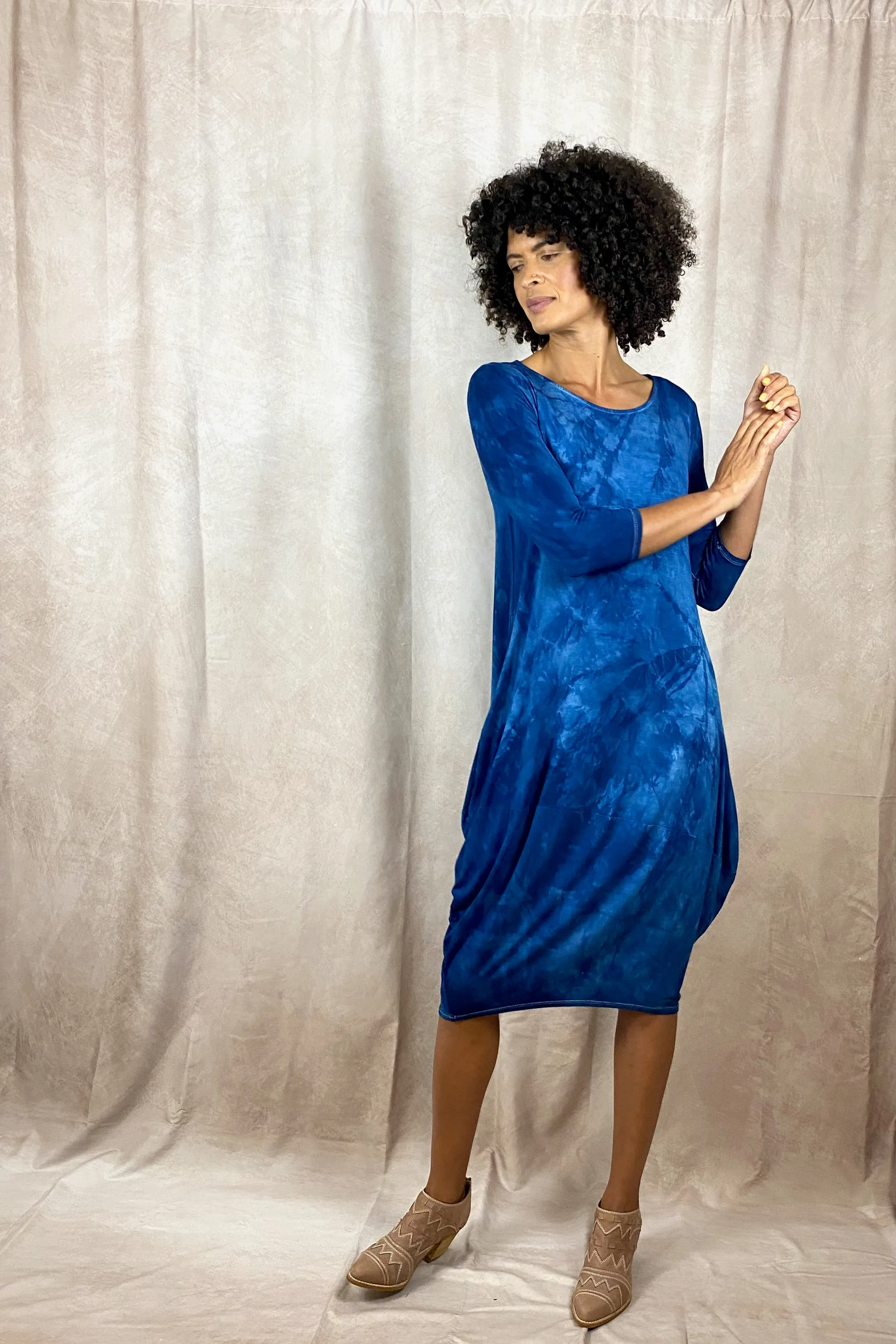 Botanically Dyed Bamboo Knit Dress in Blue Willow