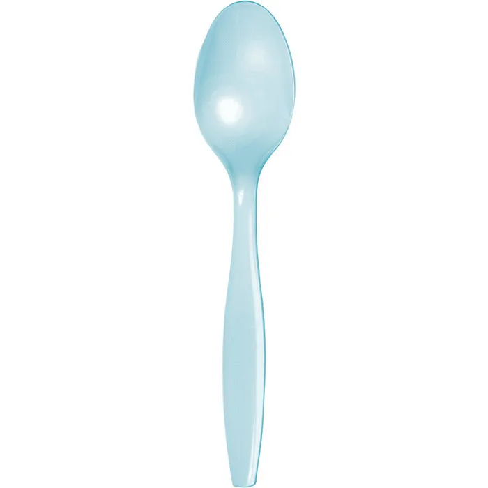 Bulk Pack of 100 Pastel Blue Plastic Spoons