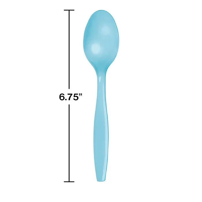 Bulk Pack of 100 Pastel Blue Plastic Spoons