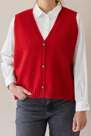 Button Up Vest | Red