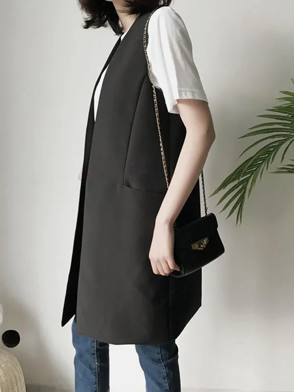 Casual Loose Long Split-Joint Sleeveless Vest