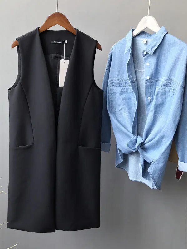 Casual Loose Long Split-Joint Sleeveless Vest