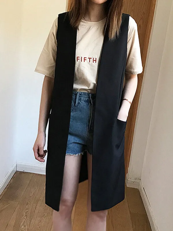 Casual Loose Long Split-Joint Sleeveless Vest