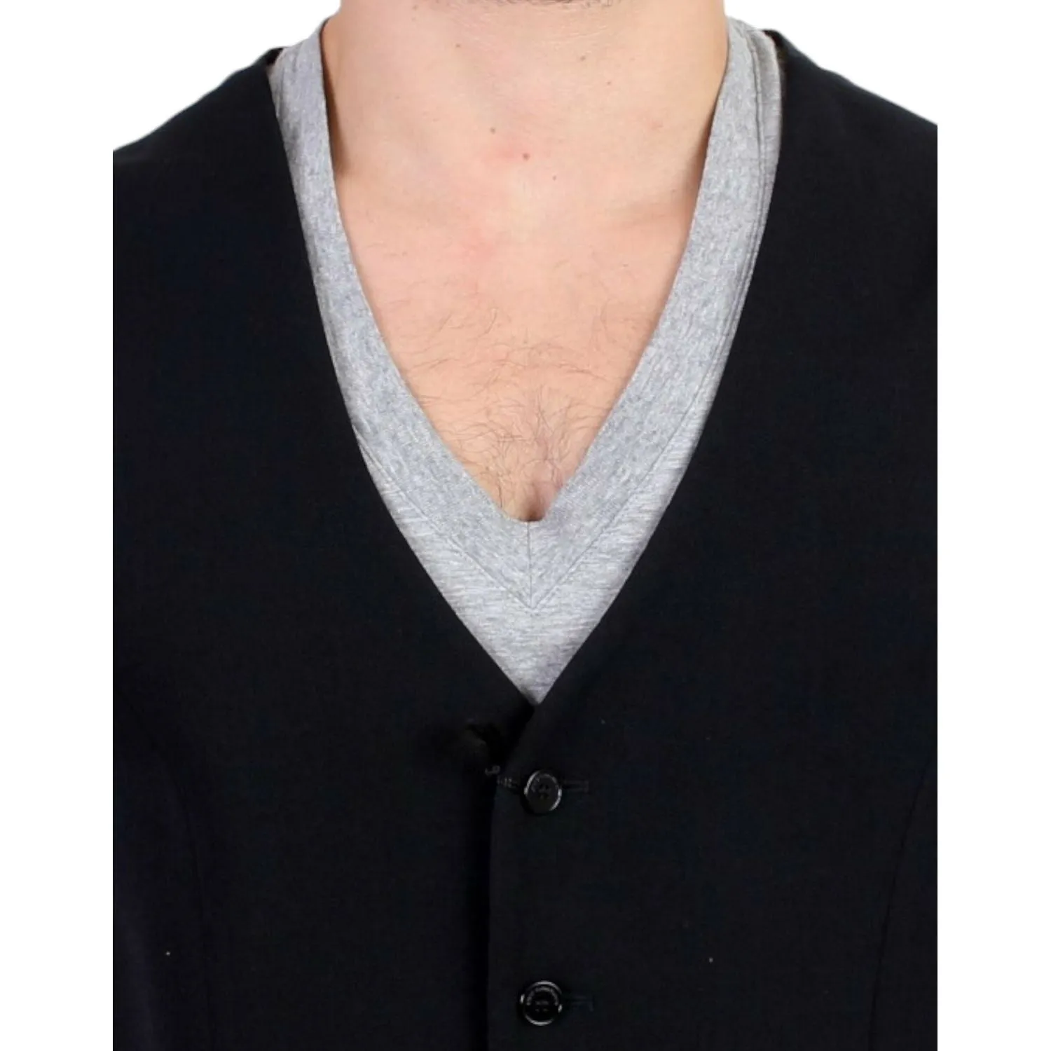 Costume National Elegant Black Wool Blend Casual Vest