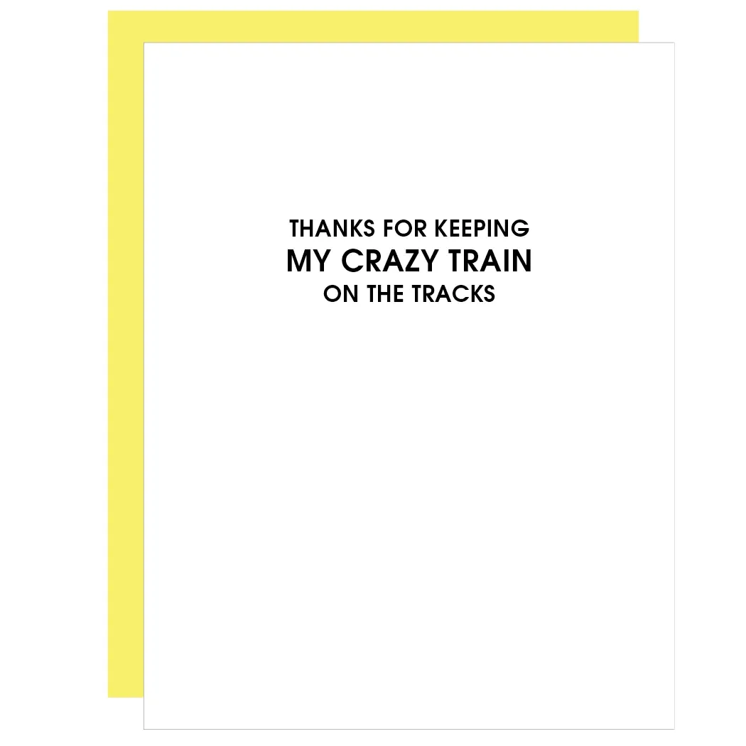 Crazy Train on the Tracks Letterpress Card