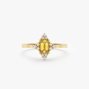 Diamond and Yellow Topaz Engagement Ring, Solara