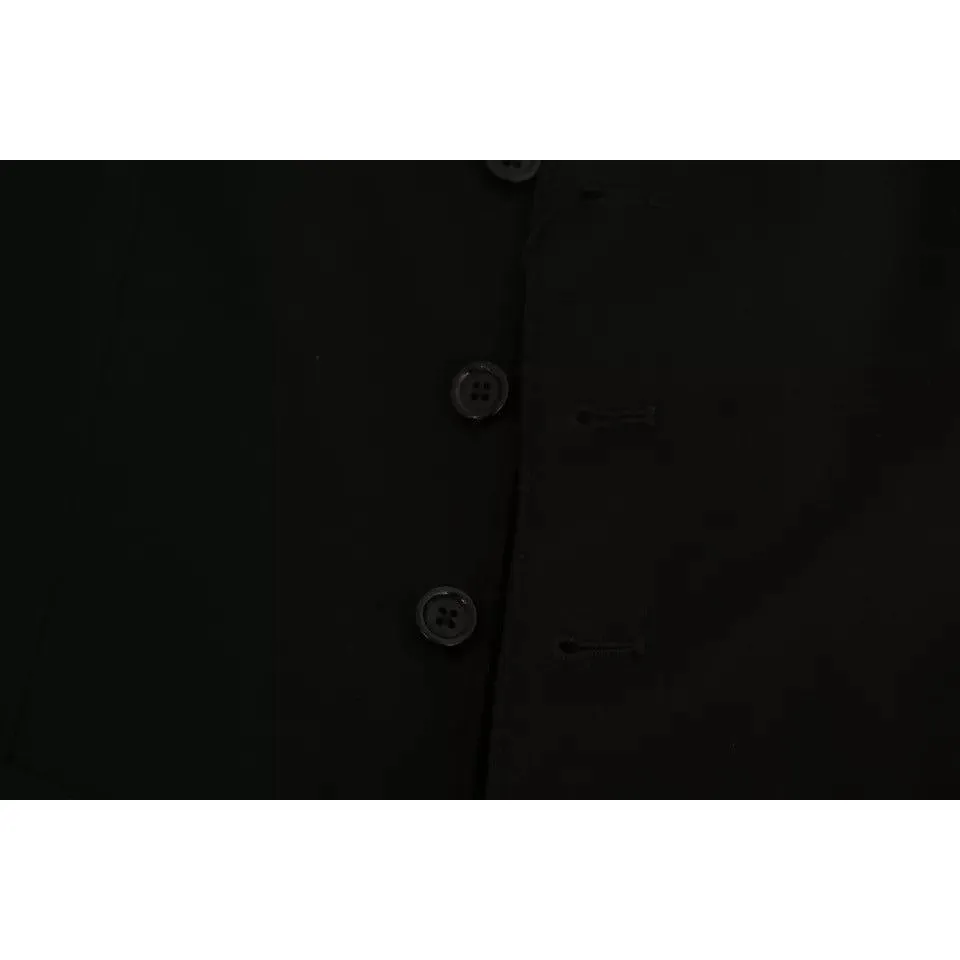 Dolce & Gabbana Black Solid STAFF Slim Fit Waistcoat Vest