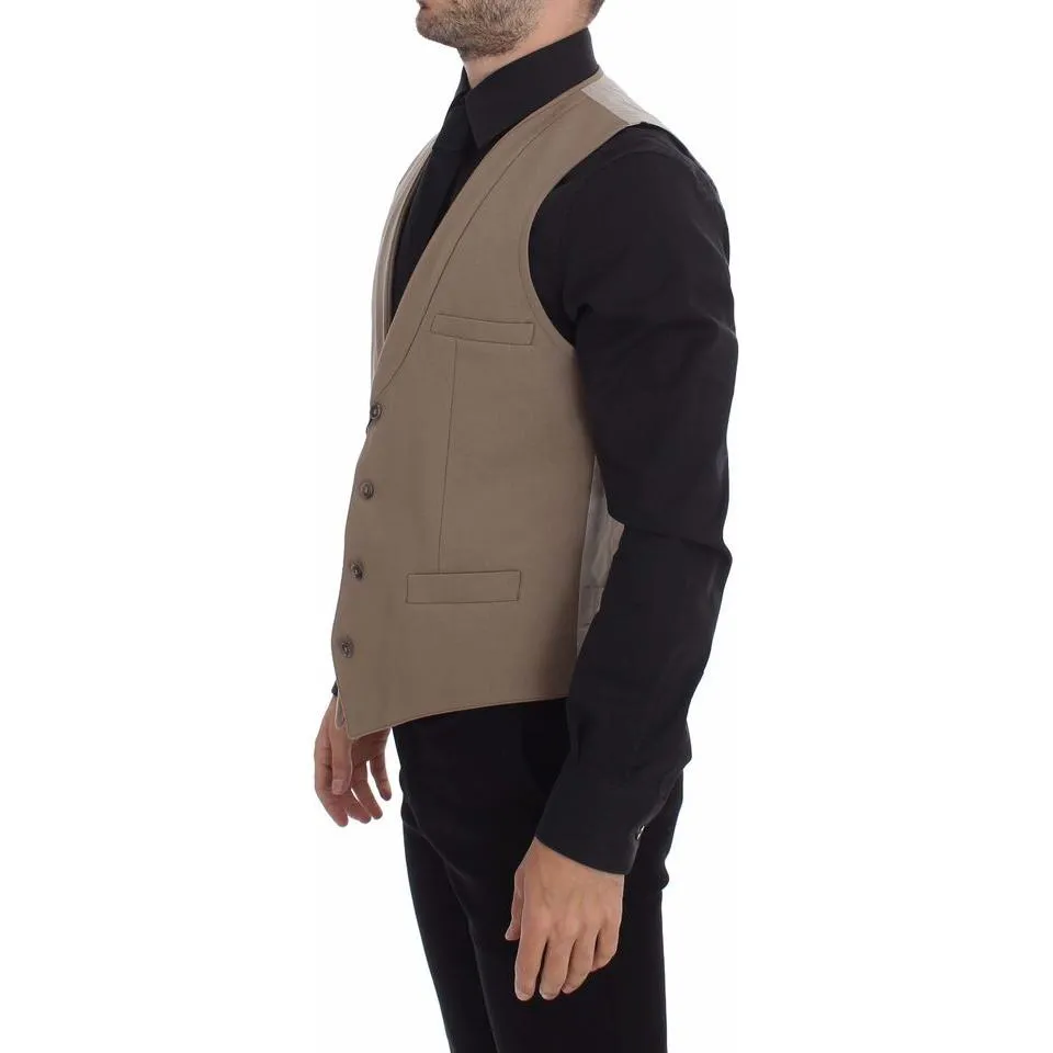 Dolce & Gabbana Elegant Beige Cotton Dress Vest – Slim Fit