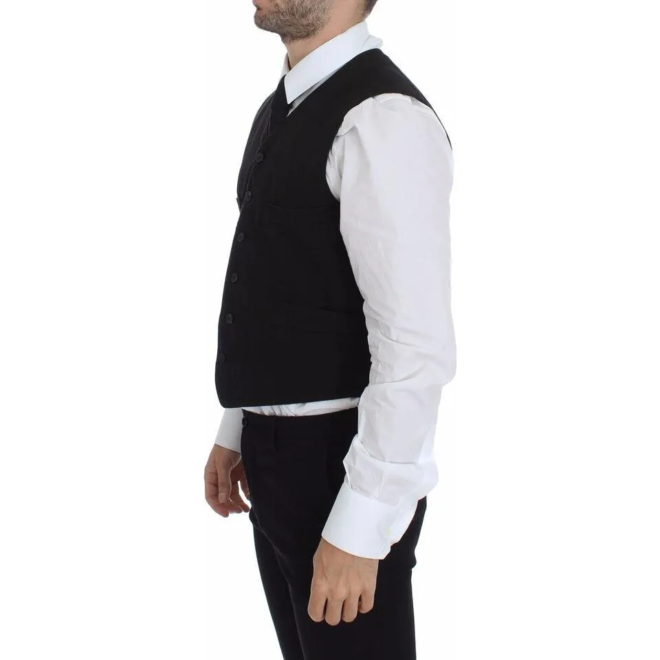 Dolce & Gabbana Elegant Black Cotton Blend Dress Vest