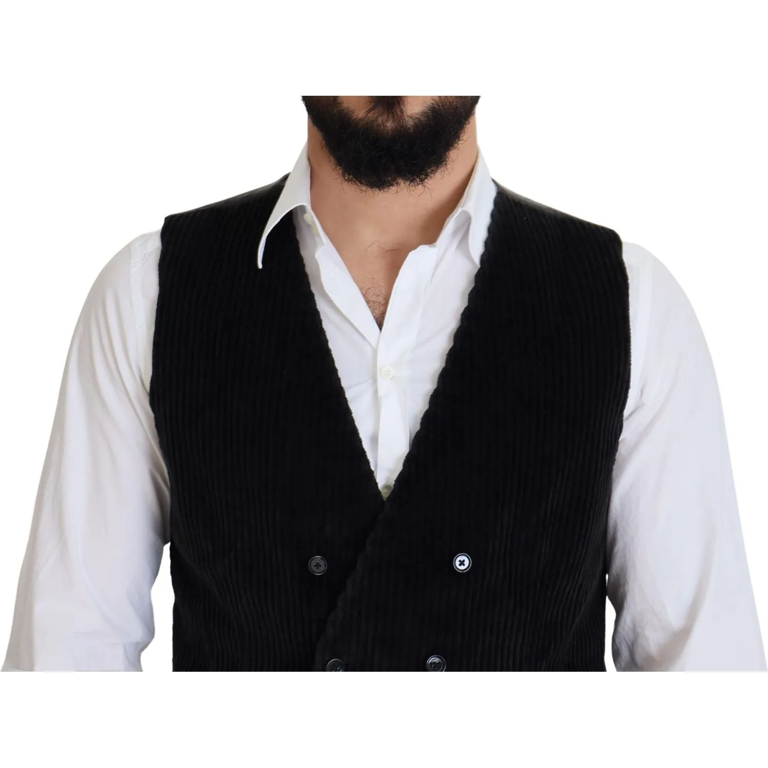 Dolce & Gabbana Elegant Black Double Breasted Dress Vest