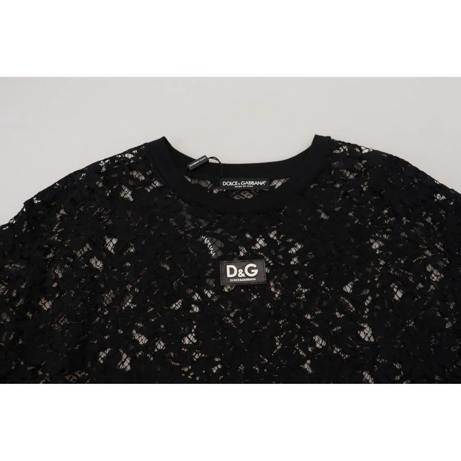 Dolce & Gabbana Elegant Black Floral Lace Shift Dress