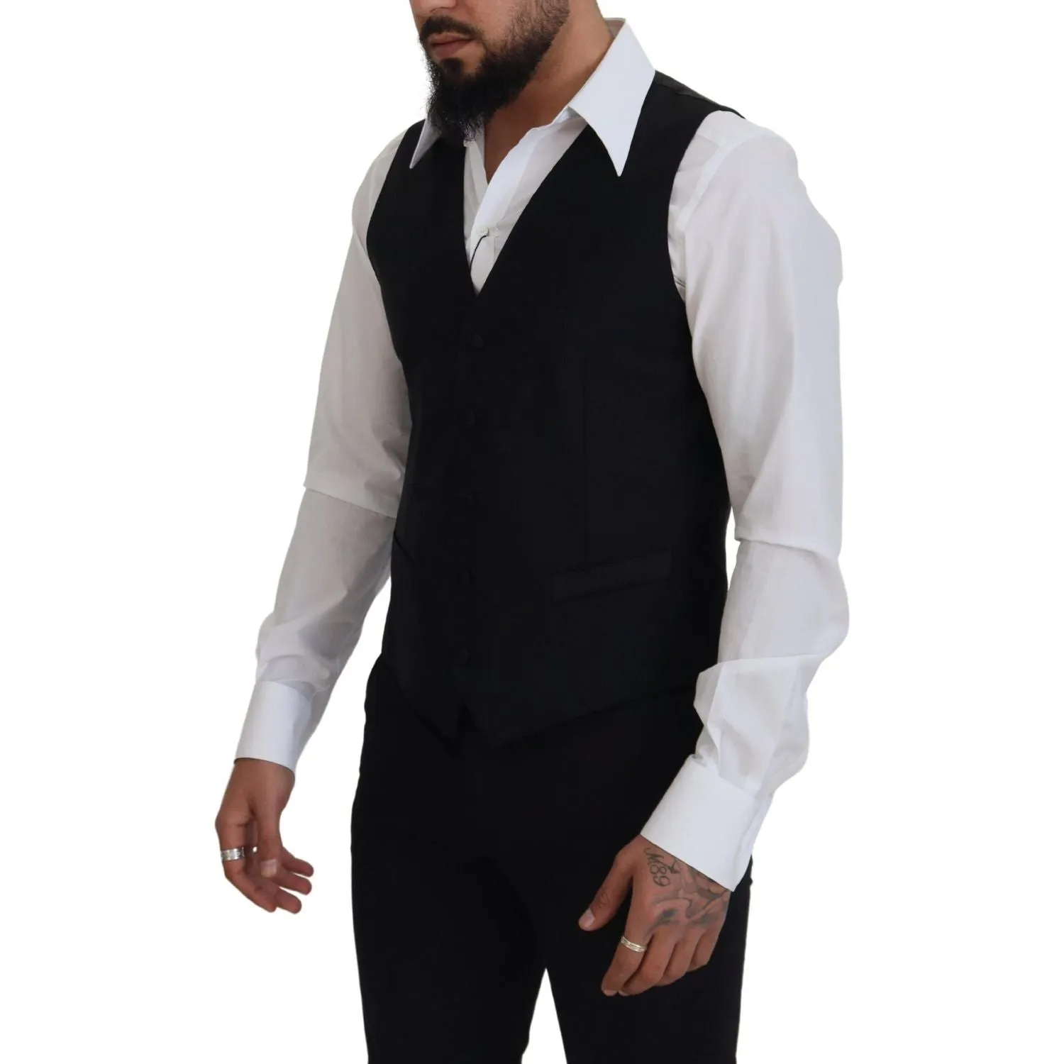 Dolce & Gabbana Elegant Black Single-Breasted Dress Vest