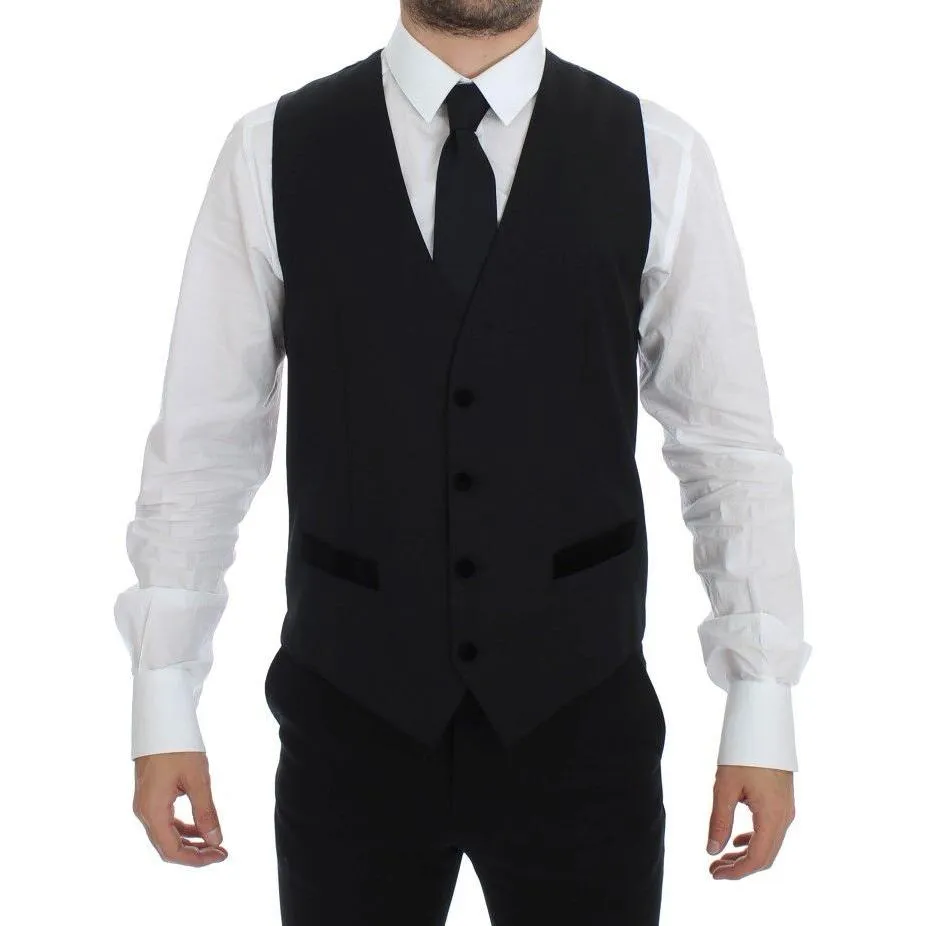 Dolce & Gabbana Elegant Black Wool Formal Dress Vest