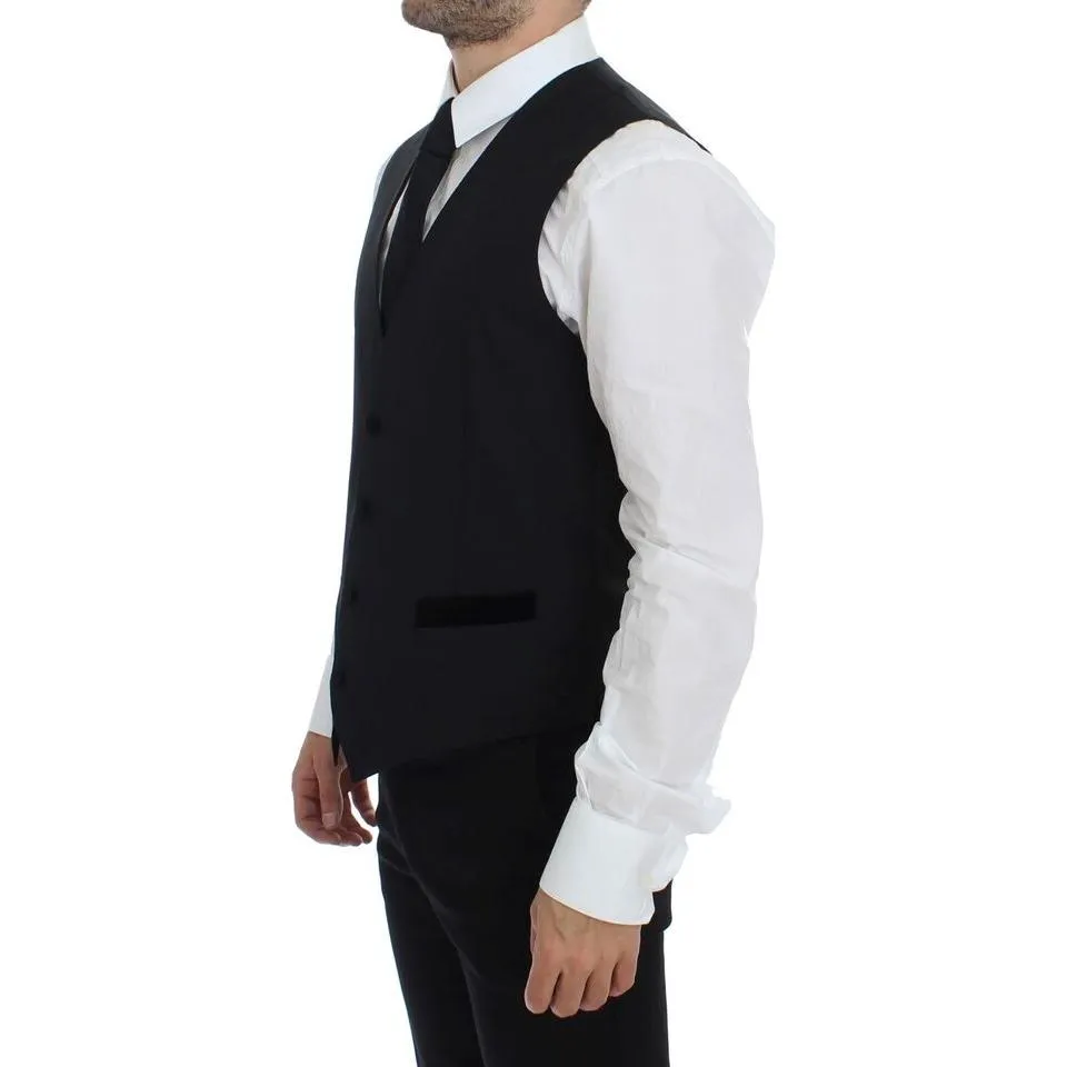 Dolce & Gabbana Elegant Black Wool Formal Dress Vest