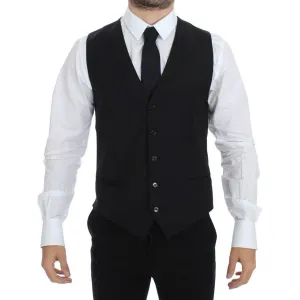 Dolce & Gabbana Elegant Black Wool Silk Dress Vest