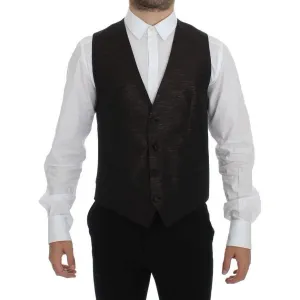 Dolce & Gabbana Elegant Brown Black Wool Blend Dress Vest