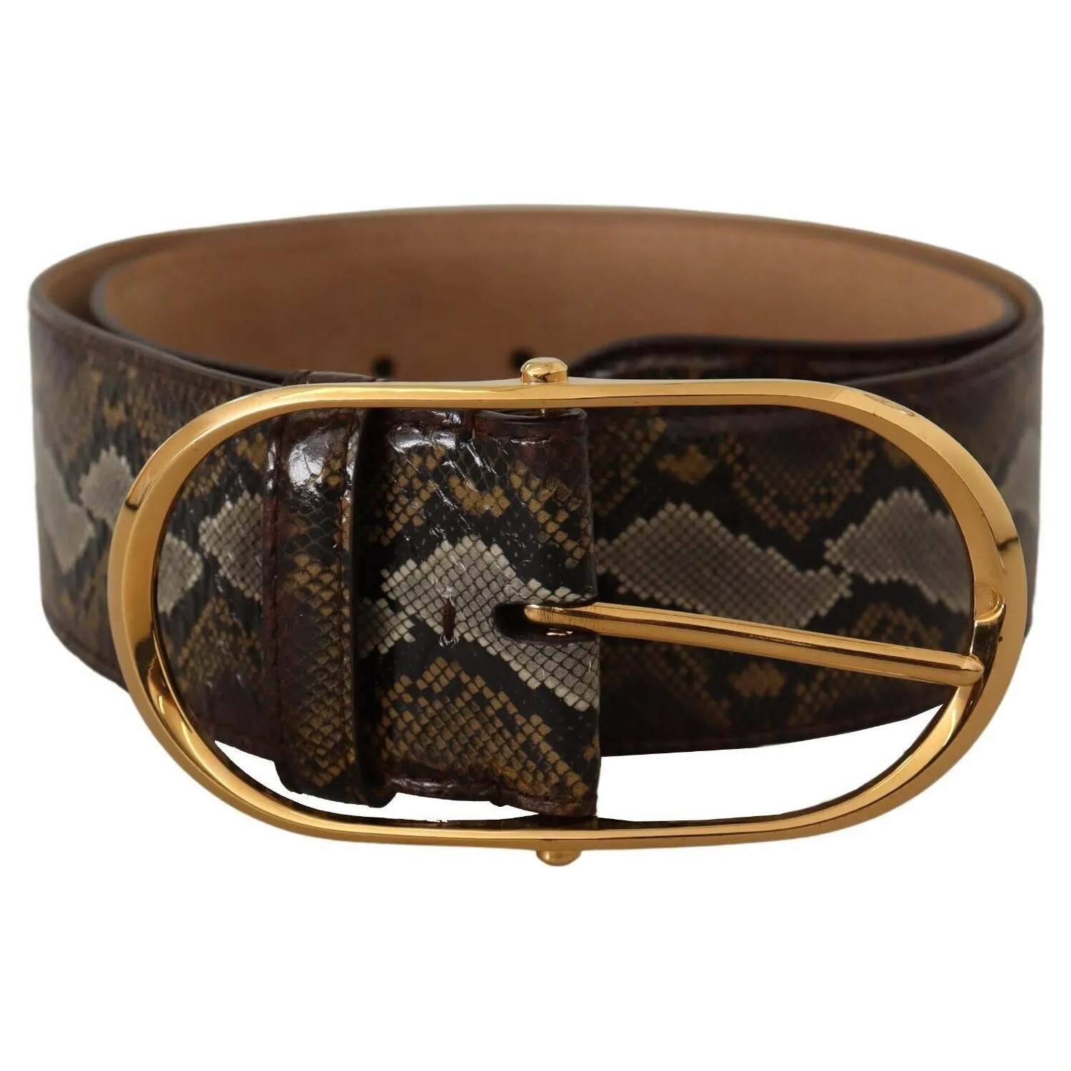 Dolce & Gabbana Elegant Gold Oval Buckle Leather Belt