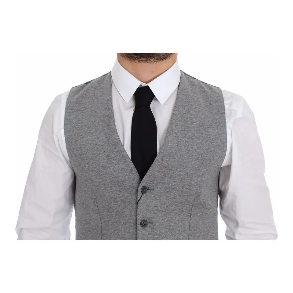 Dolce & Gabbana Elegant Gray Cotton Stretch Dress Vest