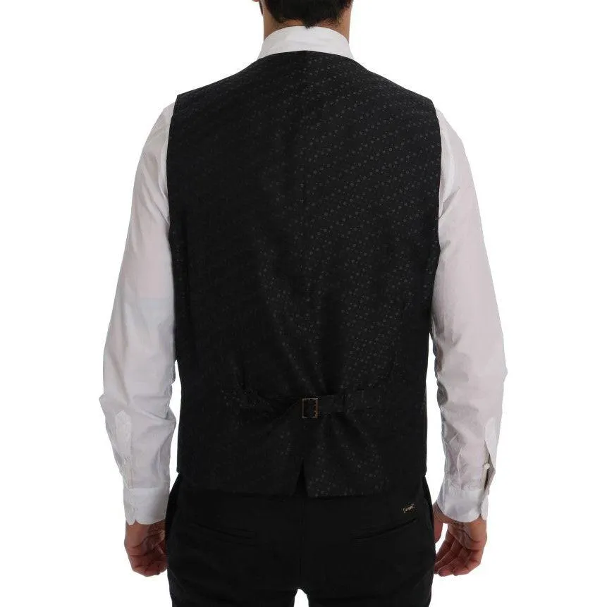 Dolce & Gabbana Elegant Gray Striped Men's Waistcoat Vest