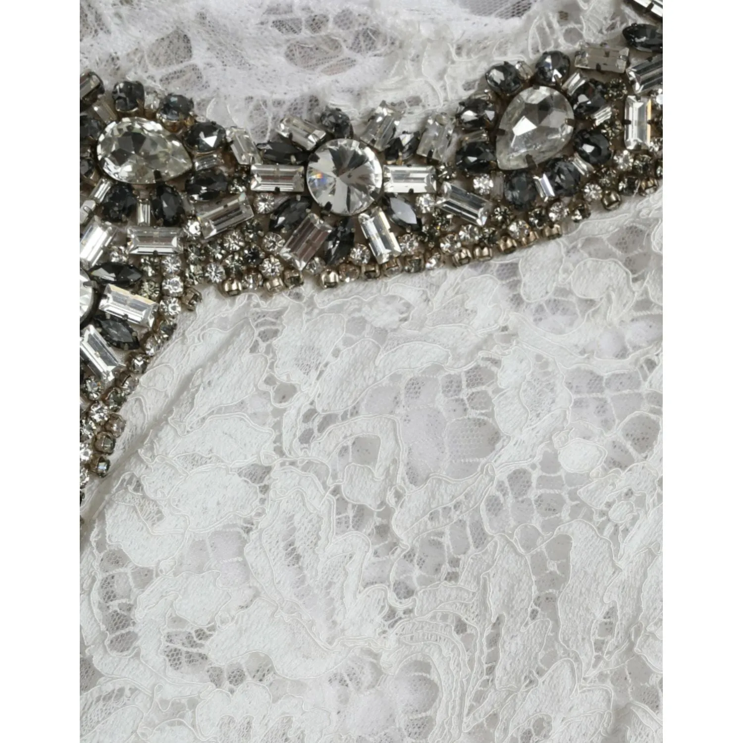 Dolce & Gabbana Elegant White Shift Dress with Crystal Embellishment