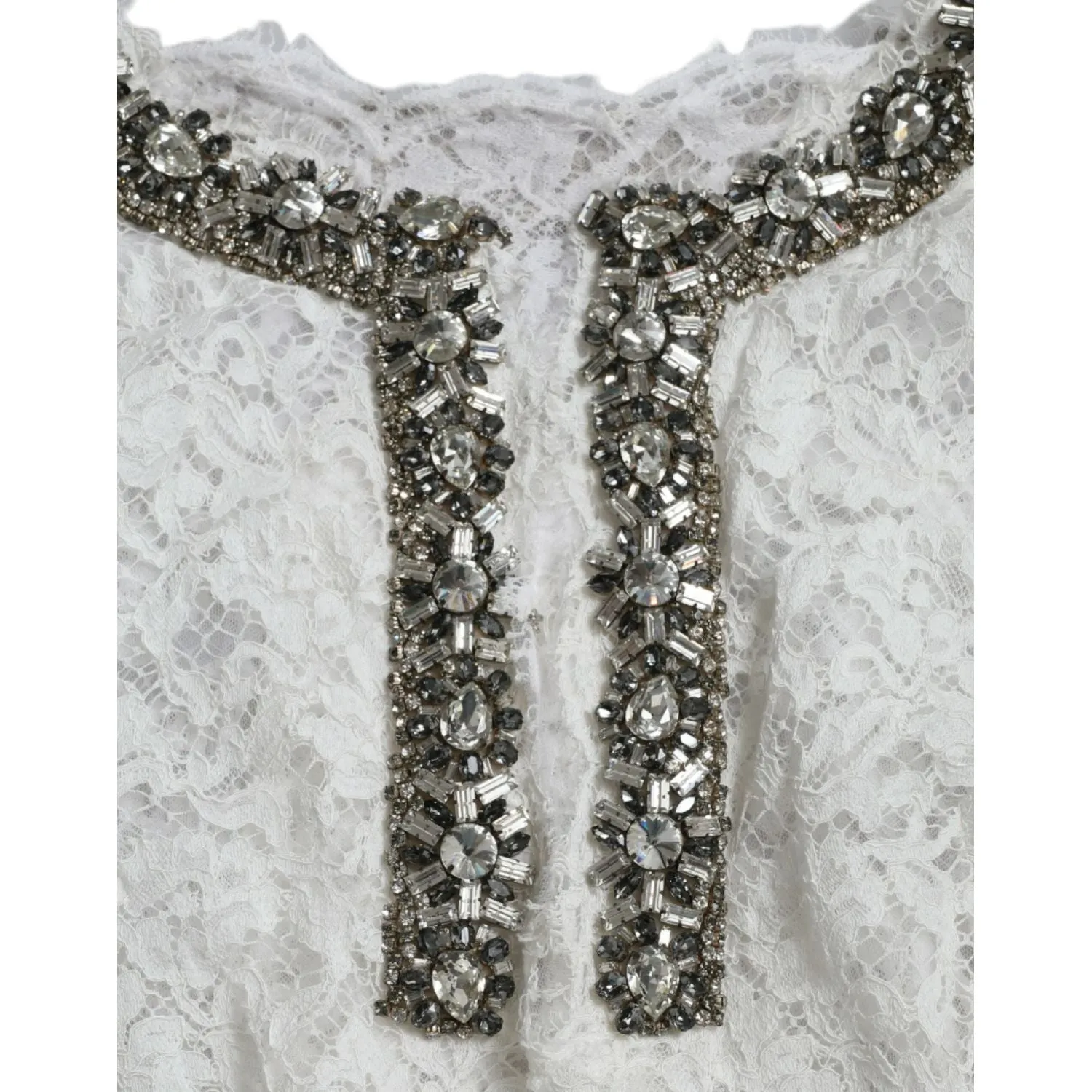 Dolce & Gabbana Elegant White Shift Dress with Crystal Embellishment