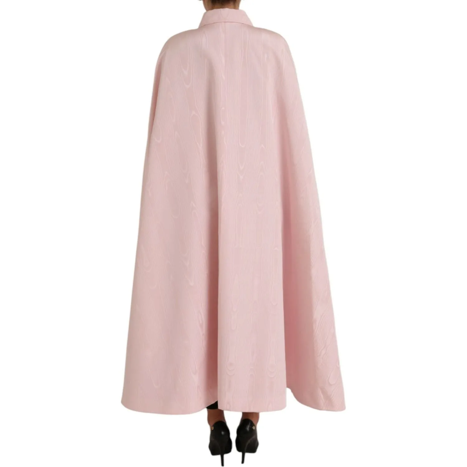 Dolce & Gabbana Light Pink Silk Long Maxi Cape Coat Jacket