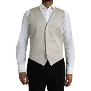 Dolce & Gabbana Off White Cotton Waistcoat Dress Formal Vest