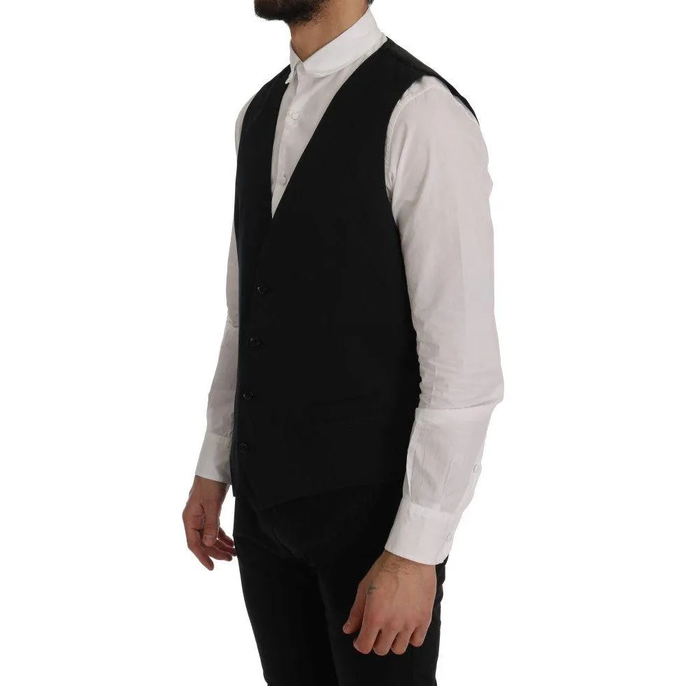 Dolce & Gabbana Sleek Black Single-Breasted Waistcoat