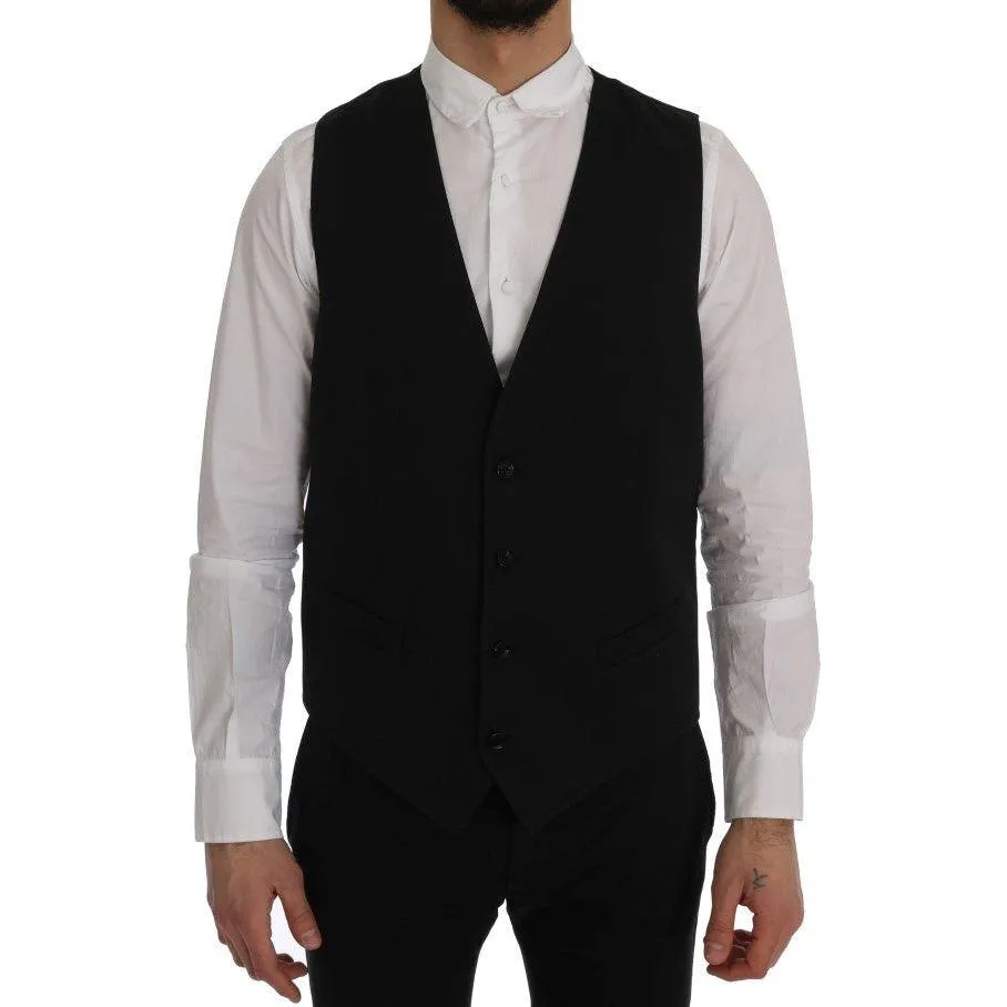 Dolce & Gabbana Sleek Black Single-Breasted Waistcoat